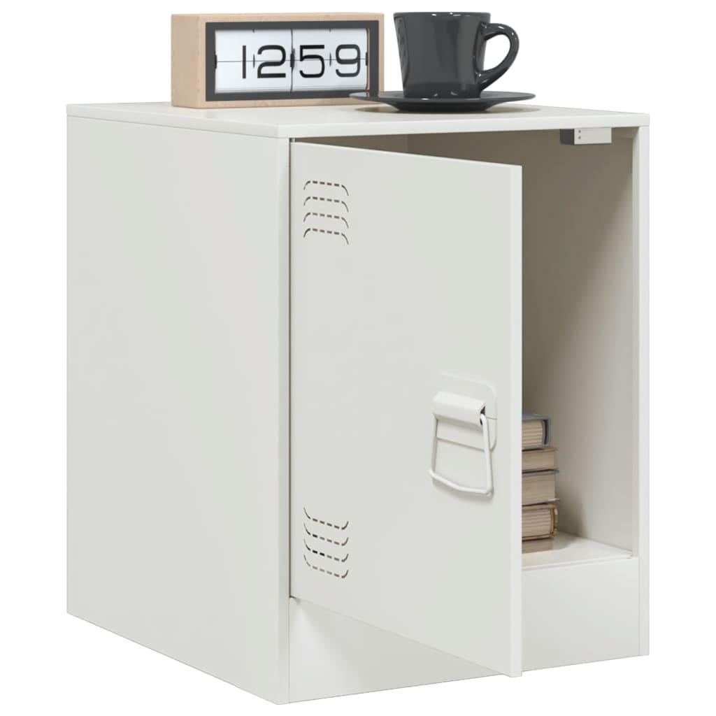 vidaXL Mesa de cabeceira 34,5x39x44 cm aço branco