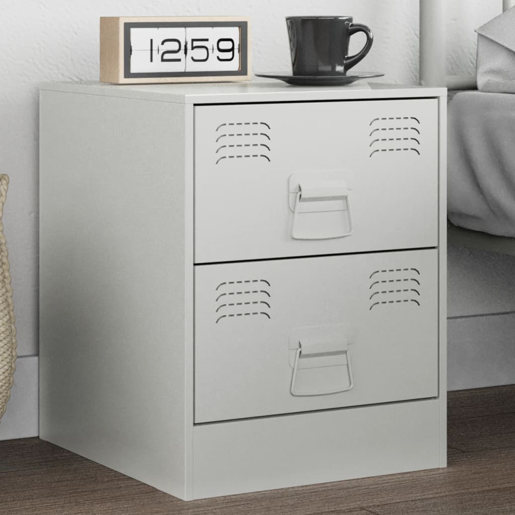 vidaXL Mesa de cabeceira 34,5x39x44 cm aço branco