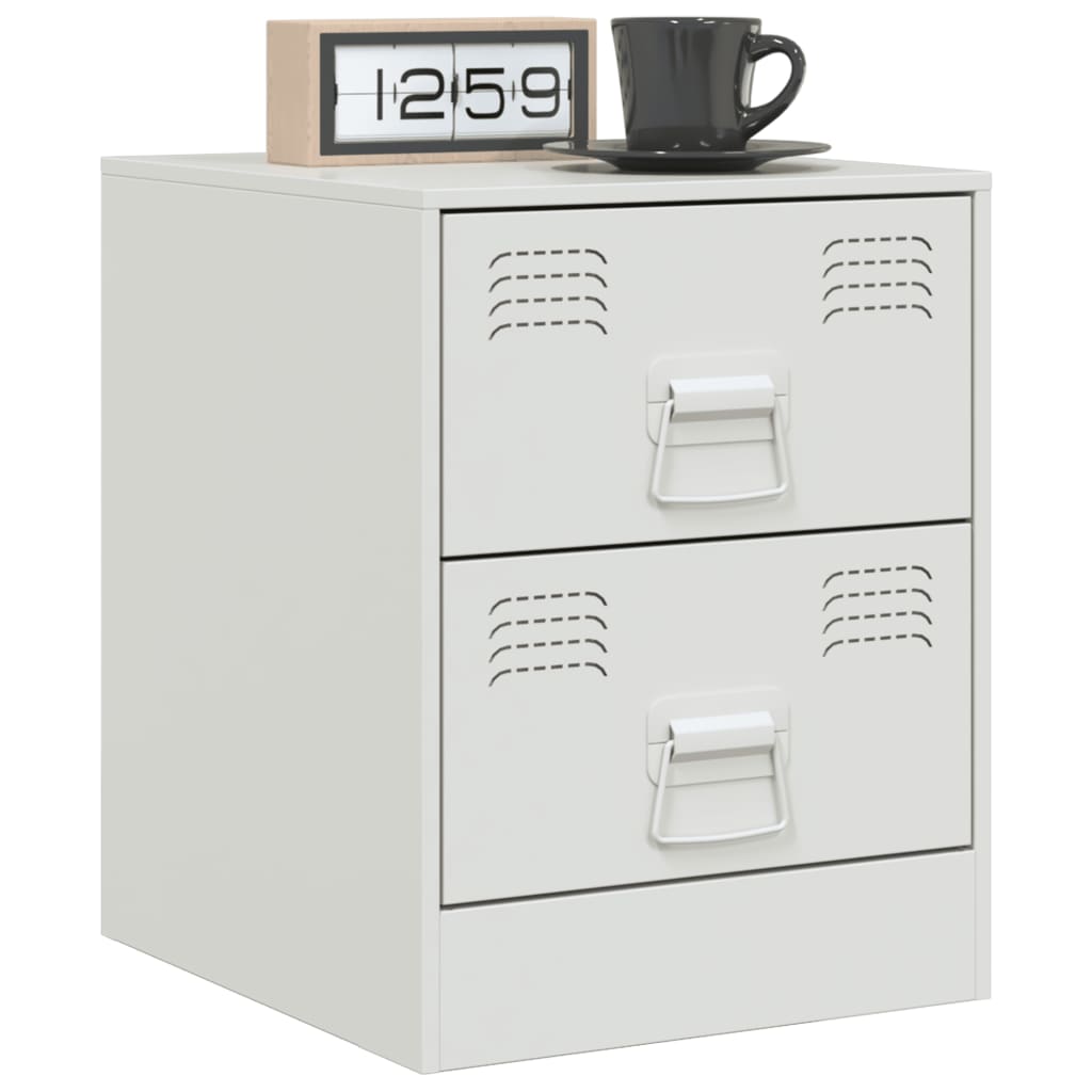 vidaXL Mesa de cabeceira 34,5x39x44 cm aço branco