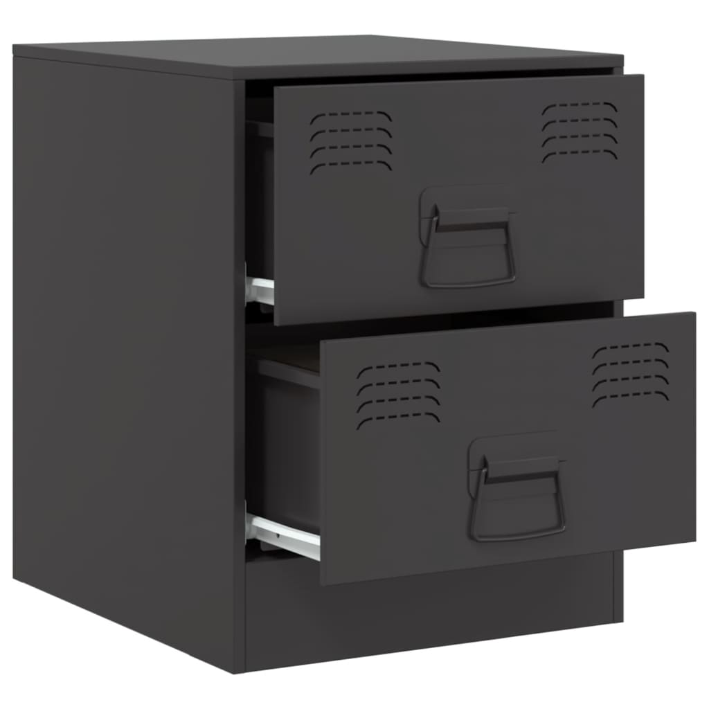 vidaXL Mesas de cabeceira 2 pcs 34,5x39x44 cm aço preto