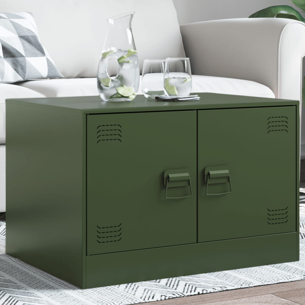 vidaXL Mesa de centro 67x50x44 cm aço verde azeitona