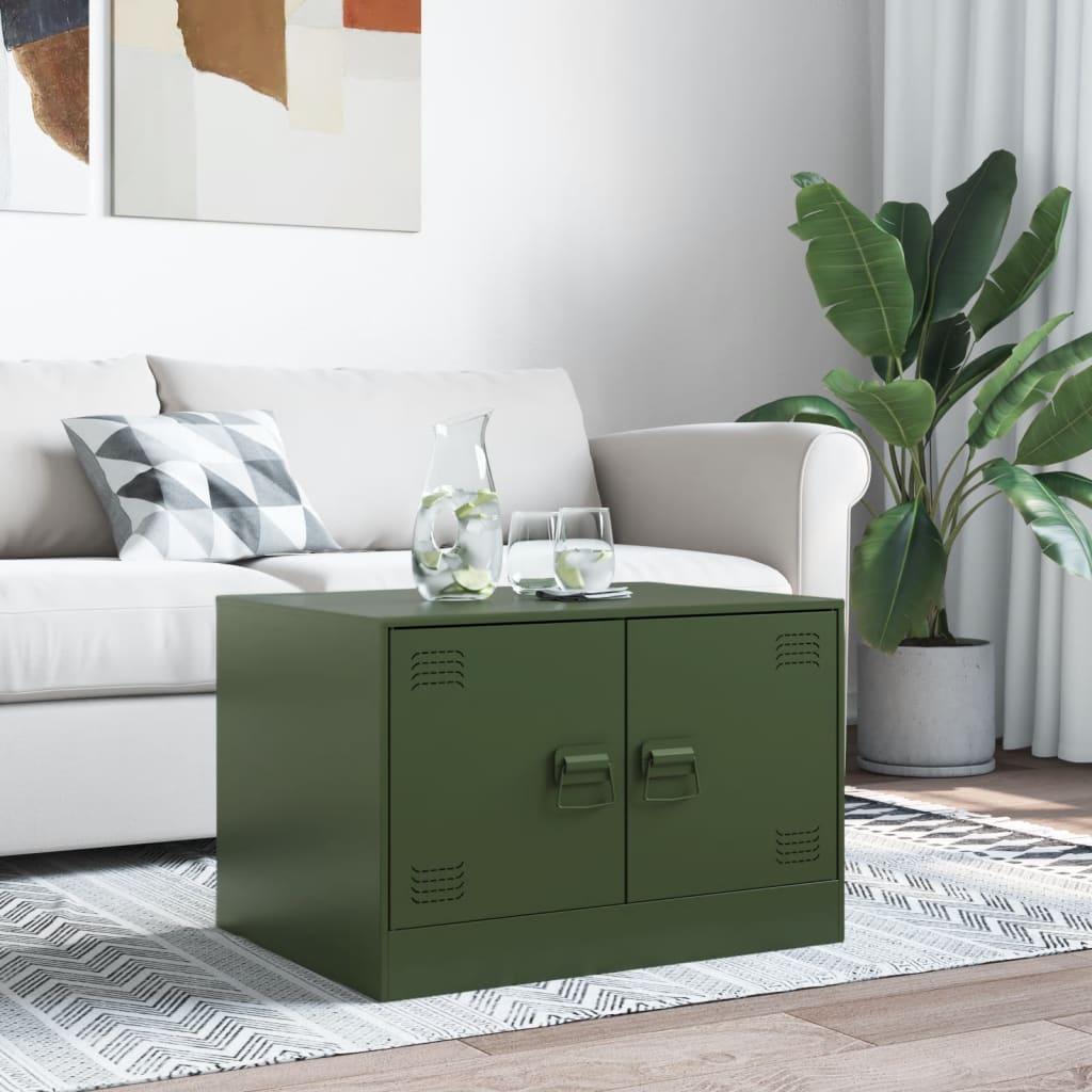 vidaXL Mesa de centro 67x50x44 cm aço verde azeitona