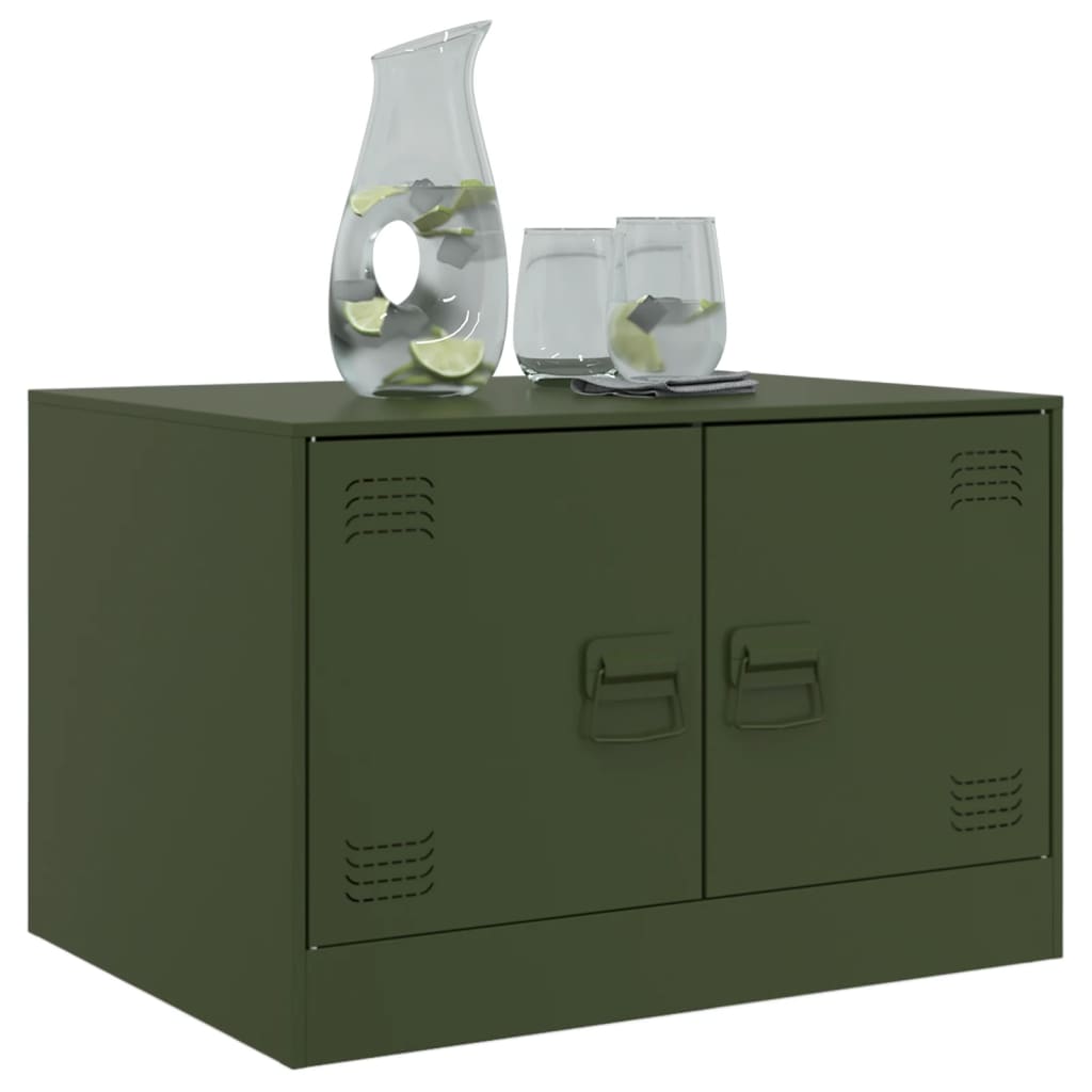 vidaXL Mesa de centro 67x50x44 cm aço verde azeitona