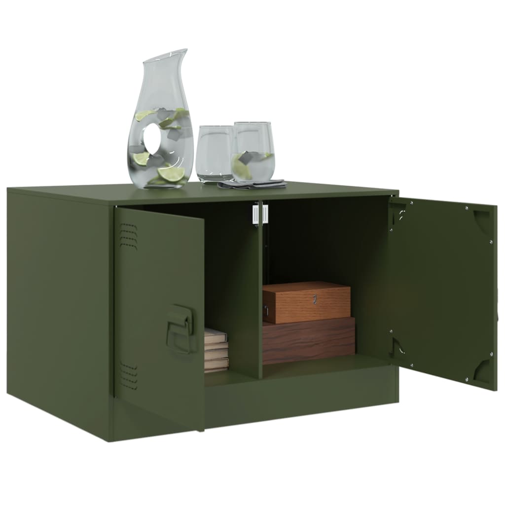 vidaXL Mesa de centro 67x50x44 cm aço verde azeitona