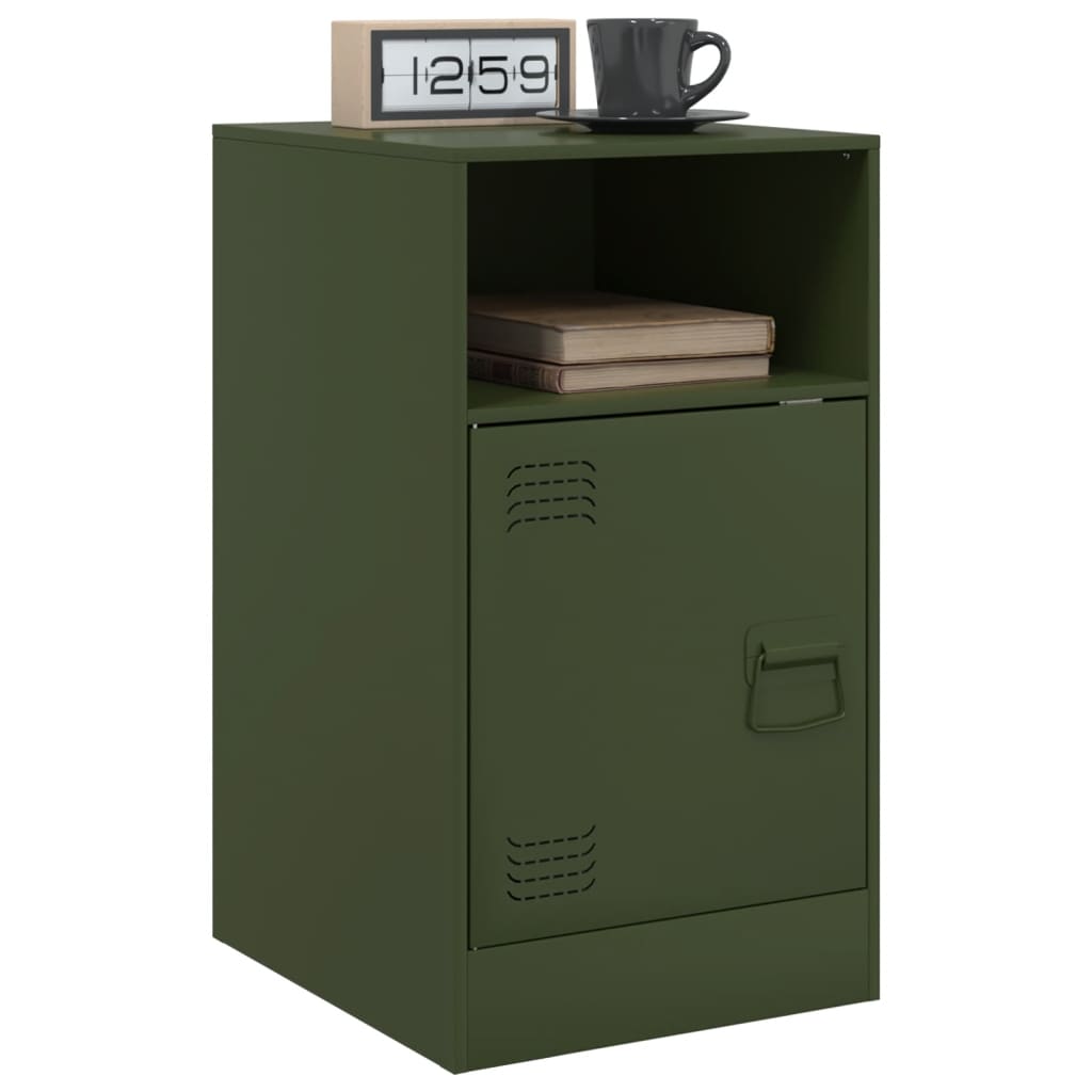 vidaXL Mesa de cabeceira 34,5x39x62 cm aço verde azeitona