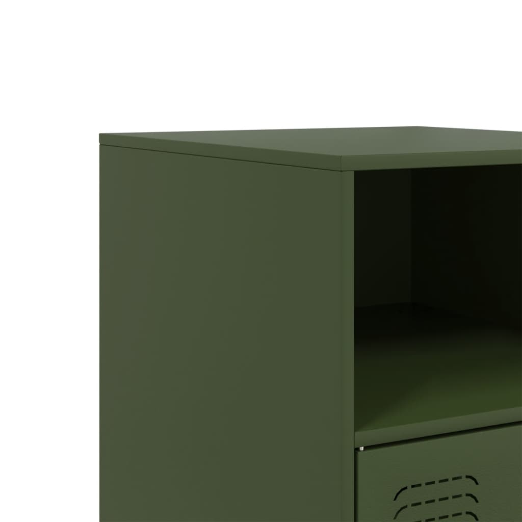 vidaXL Mesa de cabeceira 34,5x39x62 cm aço verde azeitona