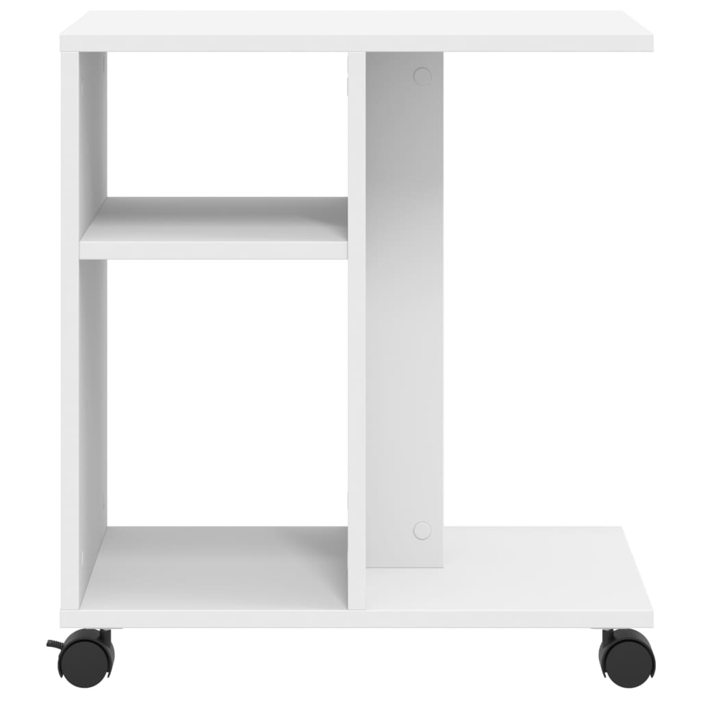 vidaXL Mesa de apoio c/ rodas 50x30x55 cm derivados de madeira branco