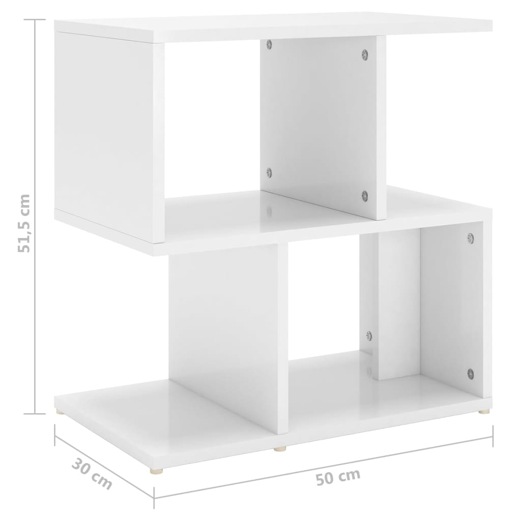 vidaXL Mesas de cabeceira 2pcs 50x30x51,5cm contrapl. branco brilhante