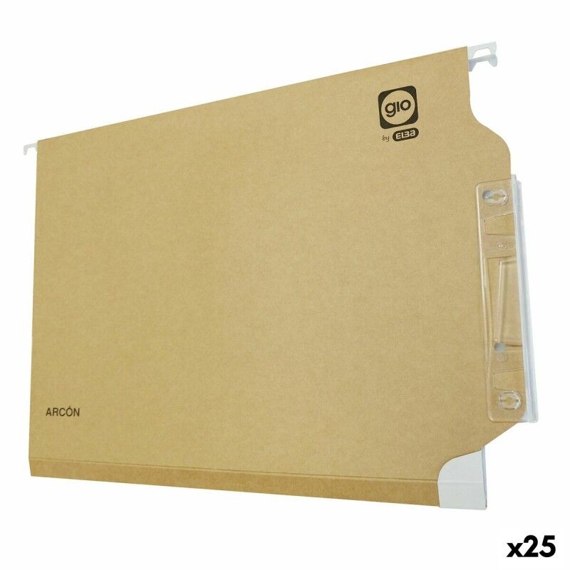 Elba|Pasta suspensa Elba Arcón Etiqueta para nome Visor Transparente Castanho Branco Duas cores Din A4 Cartolina 25 Unidades