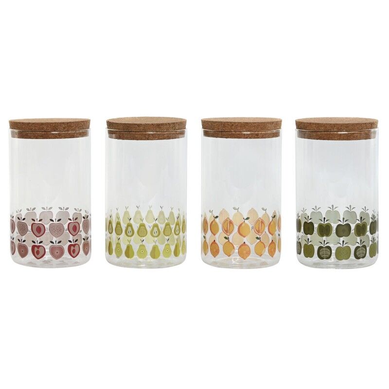 Home ESPRIT|Bote Home ESPRIT Amarelo Verde Natural Cortiça Silicone Vidro de Borosilicato Shabby Chic 1 L (4 Unidades) Home ESPRIT|Bote Home ESPRIT Amarelo Verde Natural Cortiça Silicone Vidro de Borosilicato Shabby Chic 1 L (4 Unidades)