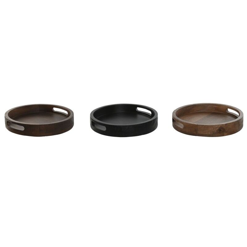 Home ESPRIT|bandeja de aperitivos Home ESPRIT Castanho Preto Catanho escuro Marrom claro Colonial 30 x 30 x 5 cm (3 Unidades)