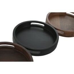 Home ESPRIT|bandeja de aperitivos Home ESPRIT Castanho Preto Catanho escuro Marrom claro Colonial 30 x 30 x 5 cm (3 Unidades)