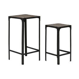 Home ESPRIT|Mesa de apoio Home ESPRIT Preto Natural Cristal Abeto 46 x 46 x 55,5 cm