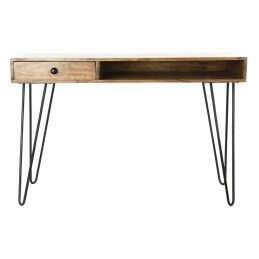 DKD Home Decor|Secretária DKD Home Decor 115 x 55 x 76 cm Natural Preto Metal