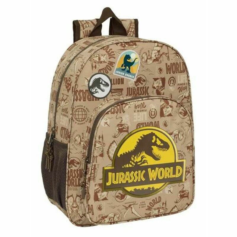 Jurassic World|Mochila Escolar Jurassic World Bege 33 x 42 x 14 cm