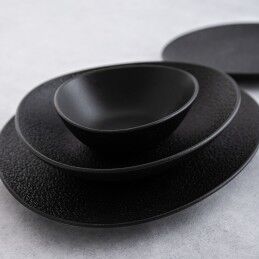 Bidasoa|Tigela Bidasoa Fosil Preto Cerâmica Oval 14 x 12,4 x 4,8 cm (12 Unidades)