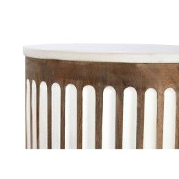 Home ESPRIT|Mesa de apoio Home ESPRIT Branco Natural 41 x 41 x 52 cm