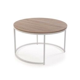 Versa|Conjunto de 2 mesas Versa Aurea Branco 48 x 48 x 42 cm 80 x 80 x 48 cm