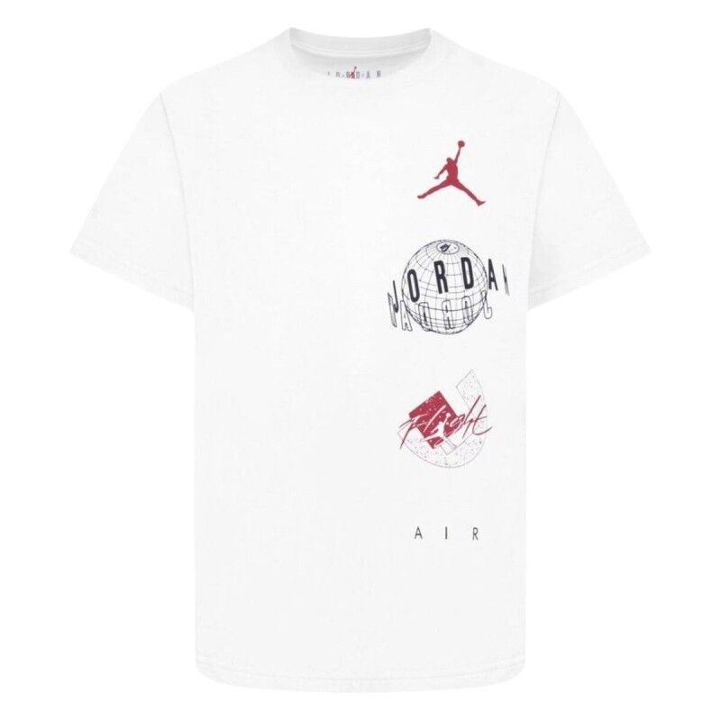Nike|Camisola de Manga Curta Infantil Nike JDB AIR GLOBE JORDAN SS TEE 95D121 001 Branco Nike|Camisola de Manga Curta Infantil Nike JDB AIR GLOBE JORDAN SS TEE 95D121 001 Branco