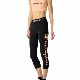 Champion|Leggings de Desporto de Mulher Champion Quick-Dry Script Logo Crop Preto