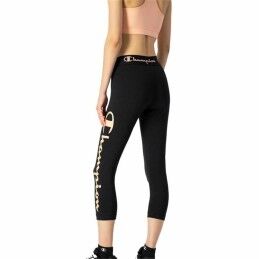Champion|Leggings de Desporto de Mulher Champion Quick-Dry Script Logo Crop Preto