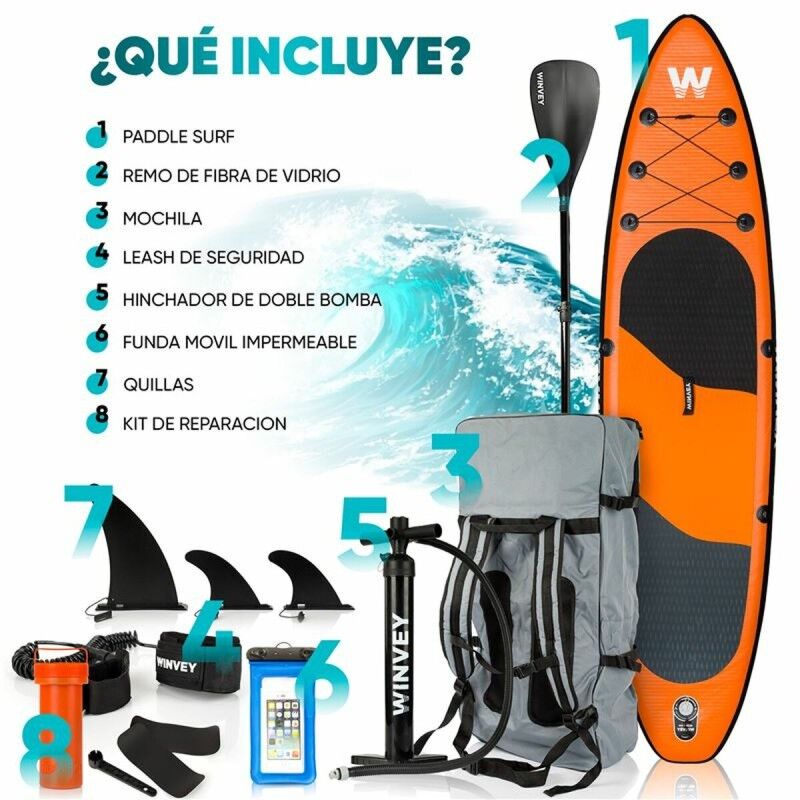 Winvey|Prancha de Paddle Surf Insuflável com Acessórios Winvey SUP-O Laranja Winvey|Prancha de Paddle Surf Insuflável com Acessórios Winvey SUP-O Laranja