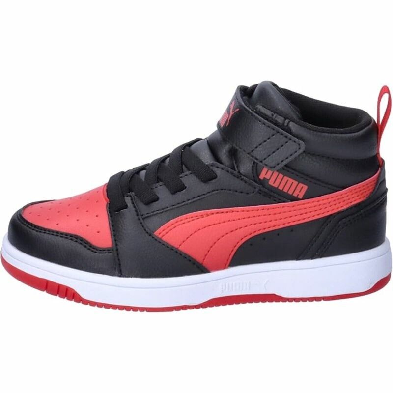 Puma|Sapatilhas de Desporto Infantis Puma Rebound V6 Mid Preto Vermelho Puma|Sapatilhas de Desporto Infantis Puma Rebound V6 Mid Preto Vermelho