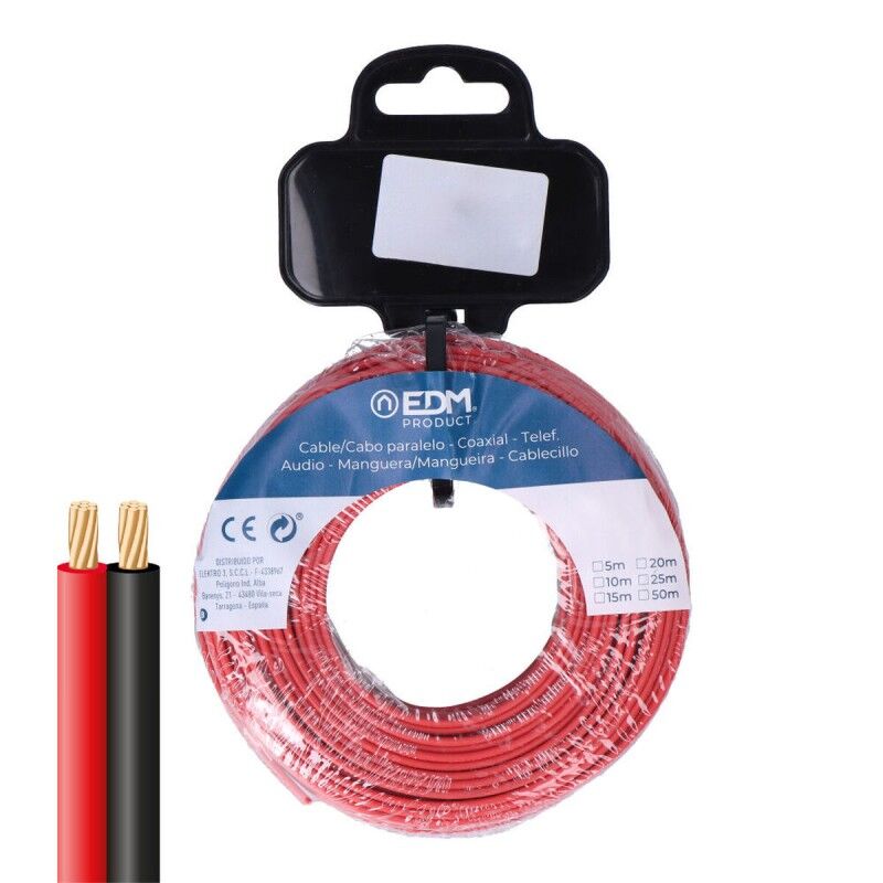 EDM Product|Cabo paralelo EDM 28009 Preto Vermelho Vermelho Preto 50 m Carreto Audio EDM Product|Cabo paralelo EDM 28009 Preto Vermelho Vermelho Preto 50 m Carreto Audio