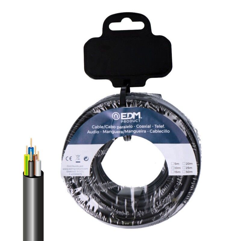 EDM Product|Cabo Elétrico Mangueira EDM 28381 vv-k06 Preto 15 m