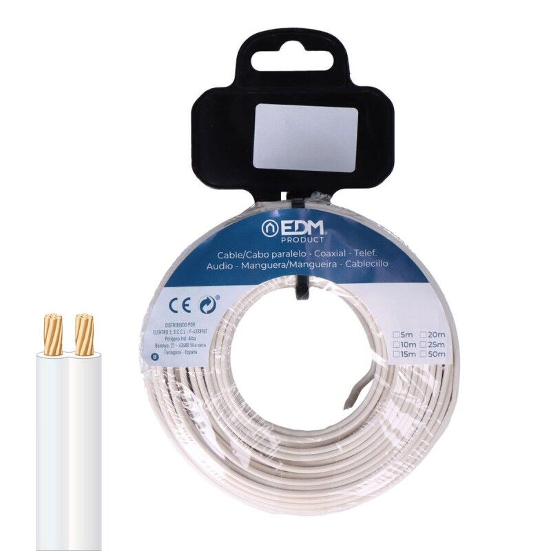 EDM Product|Cabo paralelo EDM 28758 Branco 20 m Carreto Audio EDM Product|Cabo paralelo EDM 28758 Branco 20 m Carreto Audio