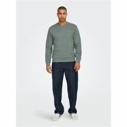 Only & Sons|Polar sem Capuz Homem Only & Sons Onsdan Unshed Reg Crew Neck Verde-escuro
