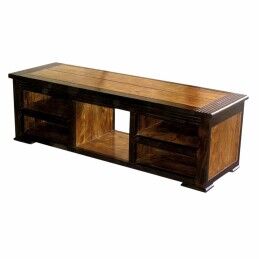 Home ESPRIT|Mesa de apoio Home ESPRIT Preto Natural Cristal Abeto 46 x 46 x 55,5 cm