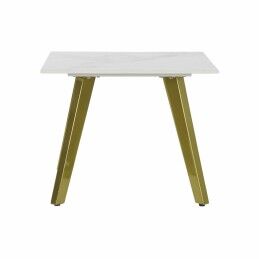 DKD Home Decor|Mesa de Apoio Pequena DKD Home Decor Branco Dourado 60 x 60 x 48 cm