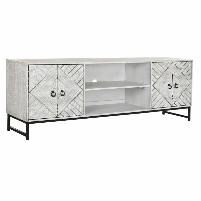 DKD Home Decor|Móvel de TV DKD Home Decor 180 x 40 x 60 cm Preto Metal Branco Madeira de mangueira DKD Home Decor|Móvel de TV DKD Home Decor 180 x 40 x 60 cm Preto Metal Branco Madeira de mangueira