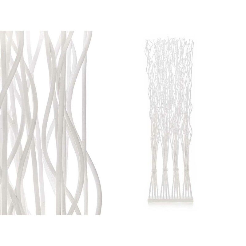 Gift Decor|Biombo MJ84091-B Branco Madeira de salgueiro 50 x 182 x 13 cm 4 Ramalhetes
