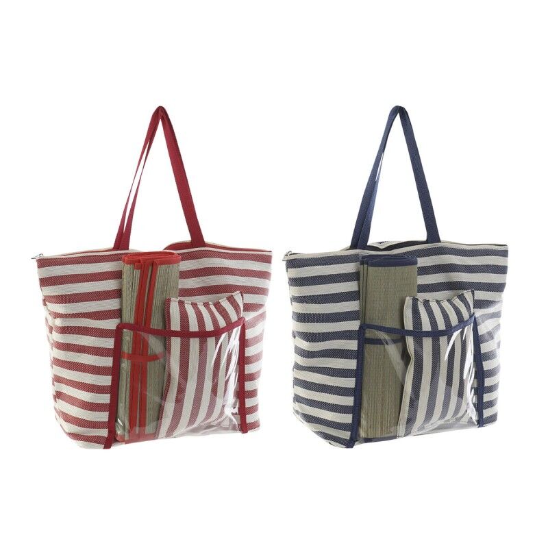 DKD Home Decor|Saco de Praia DKD Home Decor 55 x 17 x 35 cm Tela Vermelho Azul PVC (2 Unidades)