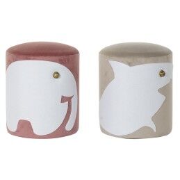 DKD Home Decor|Repousa pés DKD Home Decor Cor de Rosa Velvet Madeira MDF Glam (2 pcs)