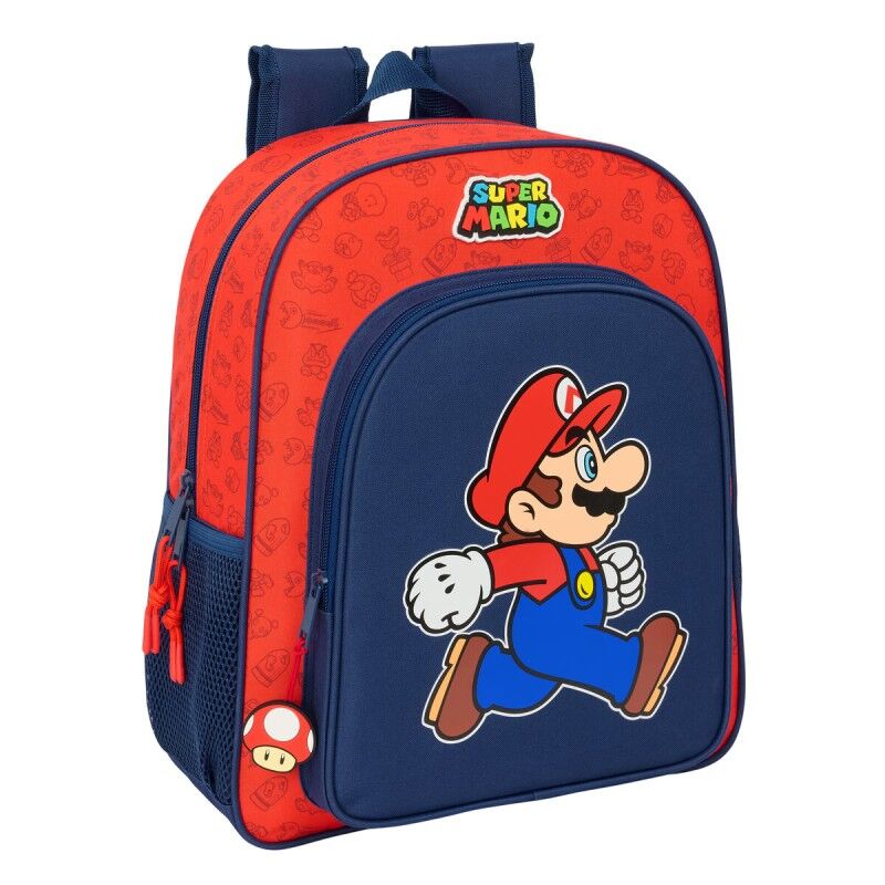 Super Mario|Mochila Escolar Super Mario Trick Vermelho Azul escuro 32 x 38 x 12 cm Super Mario|Mochila Escolar Super Mario Trick Vermelho Azul escuro 32 x 38 x 12 cm