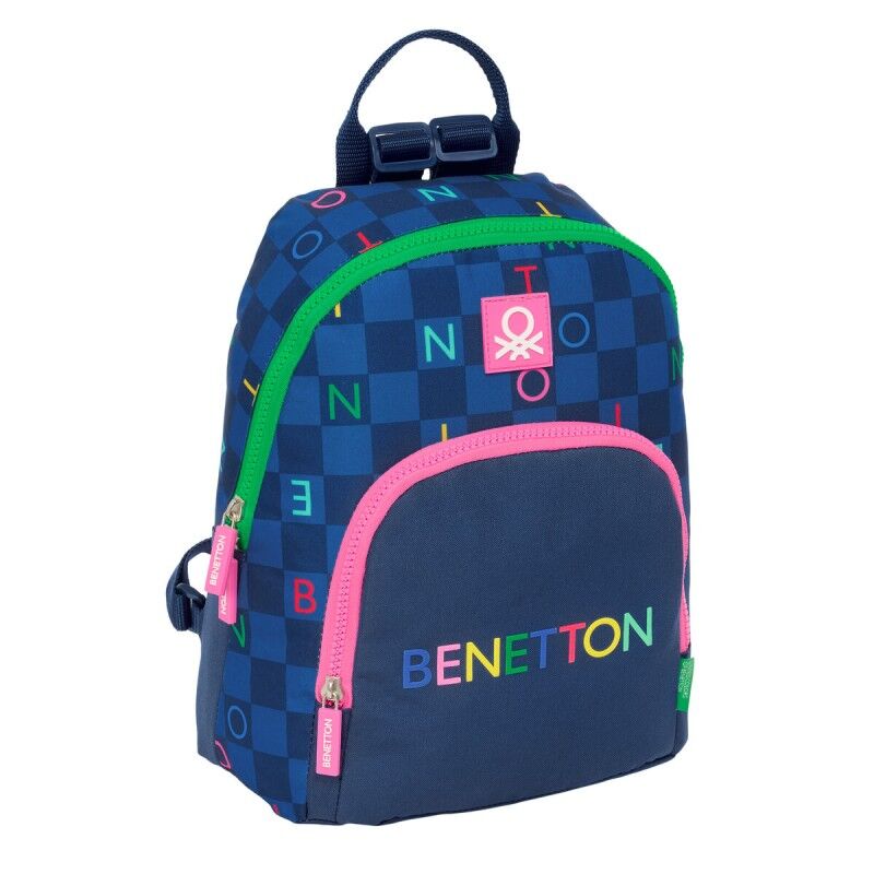 Benetton|Mochila Benetton Damero Azul Marinho 25 x 30 x 13 cm