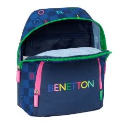 Benetton|Mochila Benetton Damero Azul Marinho 25 x 30 x 13 cm
