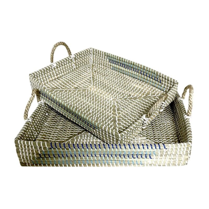 DKD Home Decor|Jogo de Bandejas DKD Home Decor Branco Turquesa Natural 48 x 38 x 15 cm (2 Unidades) DKD Home Decor|Jogo de Bandejas DKD Home Decor Branco Turquesa Natural 48 x 38 x 15 cm (2 Unidades)