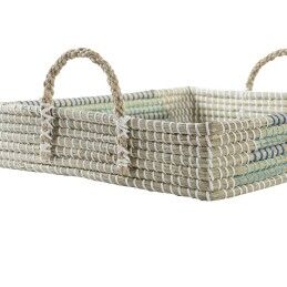 DKD Home Decor|Jogo de Bandejas DKD Home Decor Branco Turquesa Natural 48 x 38 x 15 cm (2 Unidades)