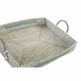 DKD Home Decor|Jogo de Bandejas DKD Home Decor Branco Turquesa Natural 48 x 38 x 15 cm (2 Unidades)