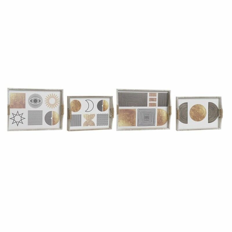 DKD Home Decor|Jogo de Bandejas DKD Home Decor Branco Preto Dourado Madeira MDF 40 x 30 x 6 cm (2 Unidades) DKD Home Decor|Jogo de Bandejas DKD Home Decor Branco Preto Dourado Madeira MDF 40 x 30 x 6 cm (2 Unidades)
