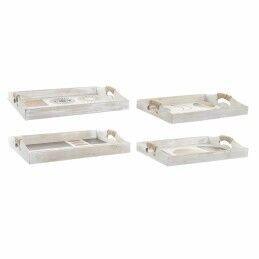 DKD Home Decor|Jogo de Bandejas DKD Home Decor Branco Preto Dourado Madeira MDF 40 x 30 x 6 cm (2 Unidades)
