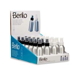 Berilo|Garrafa Pulverizadora Berilo CH9979-2 Branco Preto Transparente Prateado Alumínio Polipropileno 100 ml (24 Unidades)