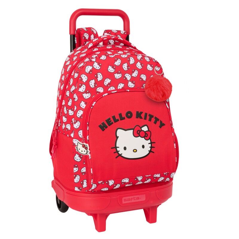 Hello Kitty|Mochila Escolar com Rodas Hello Kitty Iconic Branco Vermelho 33 x 45 x 22 cm Hello Kitty|Mochila Escolar com Rodas Hello Kitty Iconic Branco Vermelho 33 x 45 x 22 cm