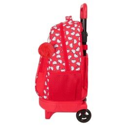 Hello Kitty|Mochila Escolar com Rodas Hello Kitty Iconic Branco Vermelho 33 x 45 x 22 cm