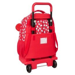 Hello Kitty|Mochila Escolar com Rodas Hello Kitty Iconic Branco Vermelho 33 x 45 x 22 cm