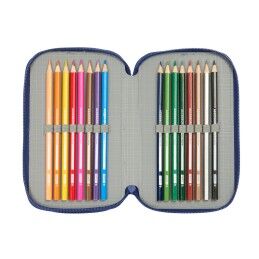 F.C. Barcelona|Estojo Triplo F.C. Barcelona Azul Marinho 12,5 x 19,5 x 5,5 cm 37 Peças